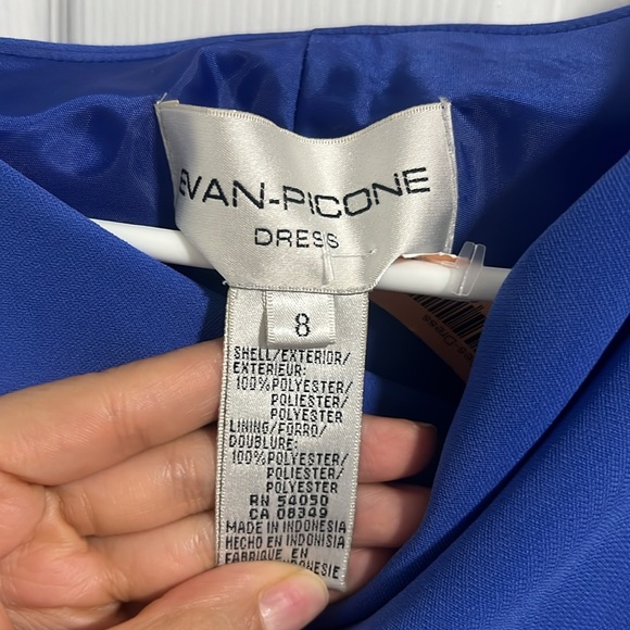 Bright blue modest midi dress, size 8 - Picture 4 of 6